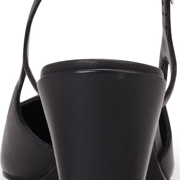 Women's Sindree Pump Black Nappa Leather Block Heel Slingback Size 8 - Picture 3 of 7